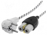 Cable | CEE 7/7 (E/F) plug angled,NZU-1 plug | 2m | white | 10A | 250V
