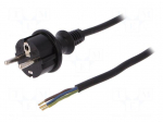 Cable | SCHUKO plug,CEE 7/7 (E/F) plug,wires | 5m | black | rubber