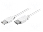 Cable | USB 2.0 | USB A socket,USB A plug | 5m | white | Core: Cu