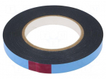 Tape: fixing | W: 15mm | L: 10m | Thk: 0.8mm | two-sided adhesive | black