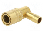 Quick connection coupling | angled 90&deg; | max.15bar | brass | D: 13mm