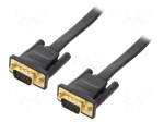Cable | D-Sub 15pin HD plug,both sides | black | 3m | Cu | flat cable