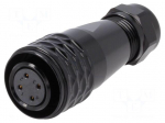 Connector: circular | plug | female | PIN: 4 | IP67 | SA16 | 5&divide;8mm | 5A | 500V