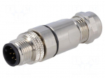 Connector: M12 | plug | PIN: 8 | male | 30V | straight | IP67 | soldering