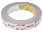 Tape: fixing | W: 19mm | L: 5.5m | Thk: 0.6mm | acrylic | grey