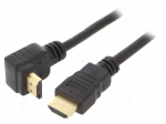 Cable | HDMI plug,HDMI plug 90&deg; up/down | PVC | HDMI 2.0 | 3m | black