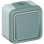 Push-button Plexo IP 55 - N/O contact - 10 A - surface mounting - grey