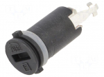 Fuse holder | 10A | 250VAC | FPG2 | on panel | black | UL94V-0 | IP67 | 10m&Omega;