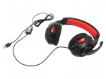 Headphones with microphone | black,red | USB A | headphones | 2m