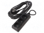 Extension lead | 3x1.5mm2 | 5m | PVC | black | Sockets no: 3 | 16A