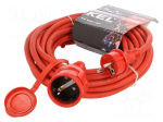 Extension lead | 3x2.5mm2 | 10m | rubber | red | Sockets no: 1 | 16A