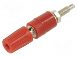 Connector: 2mm banana | socket | 15A | 30VAC | 60VDC | red | M3,screw