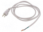 Cable | 3x18AWG | NEMA 5-15 (B) plug,wires | PVC | 1.8m | grey | 10A