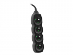 Elektrimaterjalid // Elektri laiendid, Pikendusjuhtmete, hajutuste ja UK ja USA adapterite komplekt // Przedłużacz TRACER PowerCord 3,0m (4 gniazda, black)