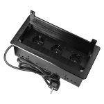 Uued tooted // Gniazdo meblowe wpuszczane w blat z płaskim frezowanym rantem, szczotką przeciwkurzową i przewodem 1,5m, 3x2P+Z (Schuko), czarne