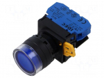 Switch: push-button | 22mm | Stabl.pos: 1 | NO | blue | LED | IP65 | YW