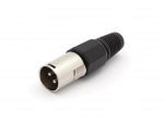 3P MALE XLR PLUG - NICKEL - BLACK