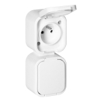Uued tooted // Gniazdo podw&oacute;jne n/t 2x2P+Z, bryzgoszczelne z klapką, pionowe B2, IP54, NT-6B2/P, biały