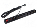 Plug socket strip: protective | Sockets: 8 | 230VAC | 10A | black