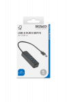 USB-A hub DELTACO, 5 Gbit/s, 4x USB-A, slim, black / UH-734 / 1902425