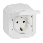 PLEXO GERMAN STANDARD SOCKET OUTLET WITH SCREW TERMINALS - WHITE - SURFACE