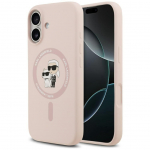 Back panel cover Karl Lagerfeld Apple iPhone 17 Liquid Silicone Karl and Choupette MagSafe Case Pink