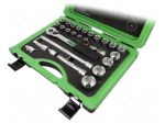 Socket-set | 6-angles,socket spanner | Chrom-vanadium steel | 1/2"