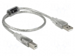 Cable | USB 2.0 | USB A plug,USB B plug | 0.5m | transparent | 480Mbps