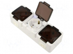 Connector: AC supply | socket | 2P+PE | 250VAC | 16A | white | wall mount