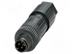 Connector: M12 | plug | PIN: 4 | 250V | straight | IP65 | push-lock | A code