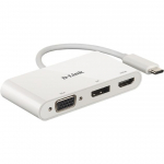 D-Link DUB-V310 3 ? In ? 1 USB ? C Video Adapter with HDMI & DisplayPort & VGA&nbsp;(white)