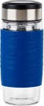 Emsa Tea Mug thermal tea mug 0.4 liters (blue/transparent, glass, screw cap)