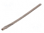 Rope | acid resistant steel A4 | &Oslash;rope: 5mm | L: 50m | Rope plexus: 7x7