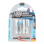 Ansmann AAA NiMH Rechargeable Batteries, 1.2V, 1,000mAh, 4-Pack