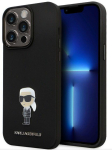 Back panel cover Karl Lagerfeld Apple iPhone 15 Pro Max Liquid Silicone Metal Ikonik Case Black