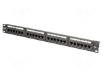 Patch panel | RACK | black | RJ45 socket x24 | rack 19" | 19" | Cat 6