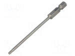 Screwdriver bit | Allen hex key | HEX 2,5mm | Overall len: 90mm