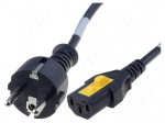 Cable | CEE 7/7 (E/F) plug,IEC C13 female | 3m | with locking | PVC
