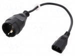 Cable | IEC C14 male,CEE 7/3 (F) socket | 0.3m | Sockets: 1 | black