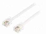 Cable: telephone | RJ11 plug,both sides | 15m | white