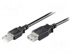 Cable | USB 2.0 | USB A socket,USB A plug | 5m | black | Core: Cu
