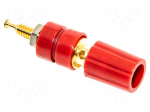 Socket | 4mm banana | 15A | 2.5kV | red | gold-plated | on panel