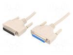 Cable | D-Sub 25pin socket,D-Sub 25pin plug | 5m | beige | Core: Cu