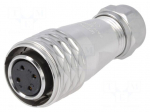 Connector: circular | plug | female | PIN: 4 | IP67 | SA16 | 5&divide;8mm | 5A | 500V