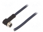 Cable: for sensors/automation | M8 | PIN: 4 | angled | 5m | plug | 30VDC