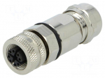 Connector: M12 | plug | PIN: 8 | female | 48V | straight | IP67 | soldering
