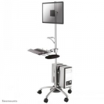 NEWSTAR MOBILE WORKPLACE FLOOR STAND (MONITOR, KEYBOARD/MOUSE & PC) 10-27" SILVER