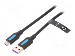 Cable | USB 2.0 | USB A plug,USB C plug | 0.5m | black | Cu,tinned | PVC
