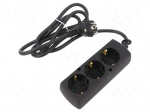 Extension lead | 3x1.5mm2 | Len: 1.5m | PVC | black | Sockets no: 3 | 16A
