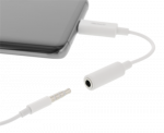 DELTACO USB-C to 3.5 mm female, 10 cm, retail package, active, white USBC-1145